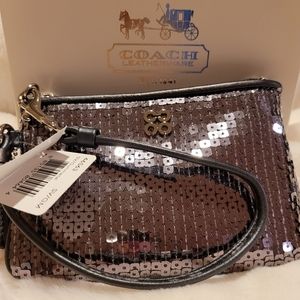 Coach Sequined Wristlet - Gunmetal